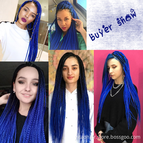 Lowest wholesale price Ombre Braiding Hair Extensions For Braiding Hair blue 24inch Jumbo Colorful Braiding Hair Pre stretched